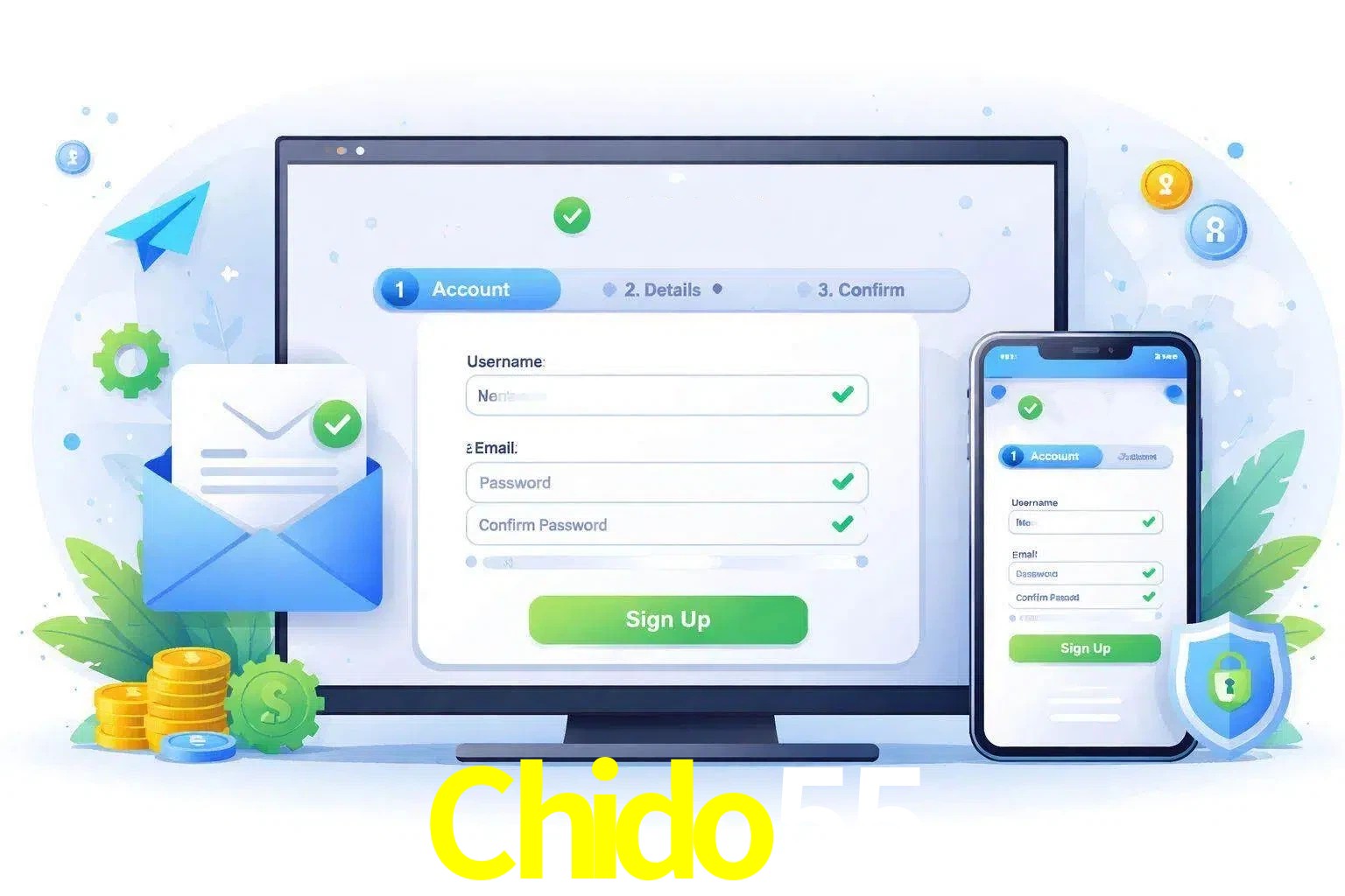 Registro de nuevo usuario y configuración de cuenta Chido55